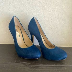 Dark Teal Calf Hair Heels/Pumps